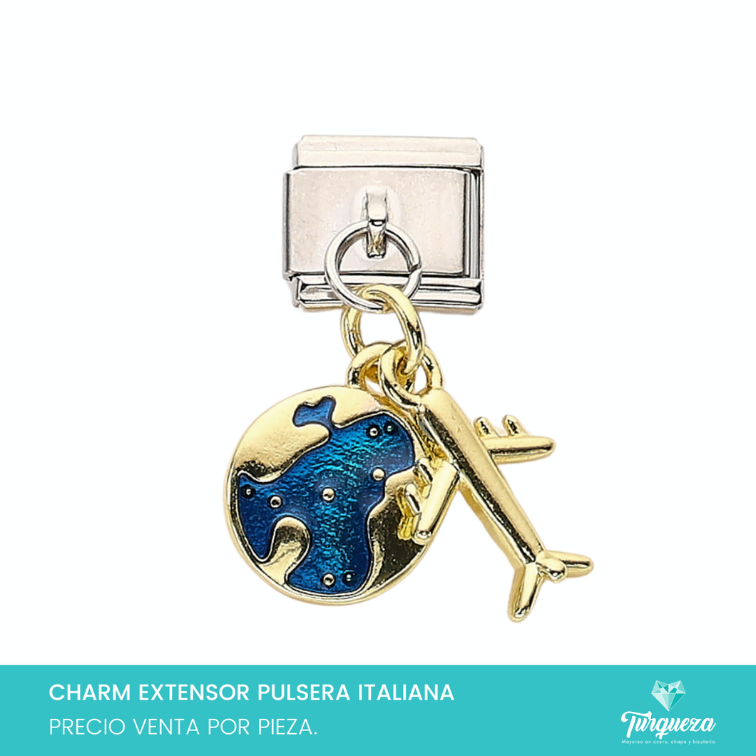 Dije Charm Avion Colgante para Pulsera Tipo Italiana Acero Inoxidable