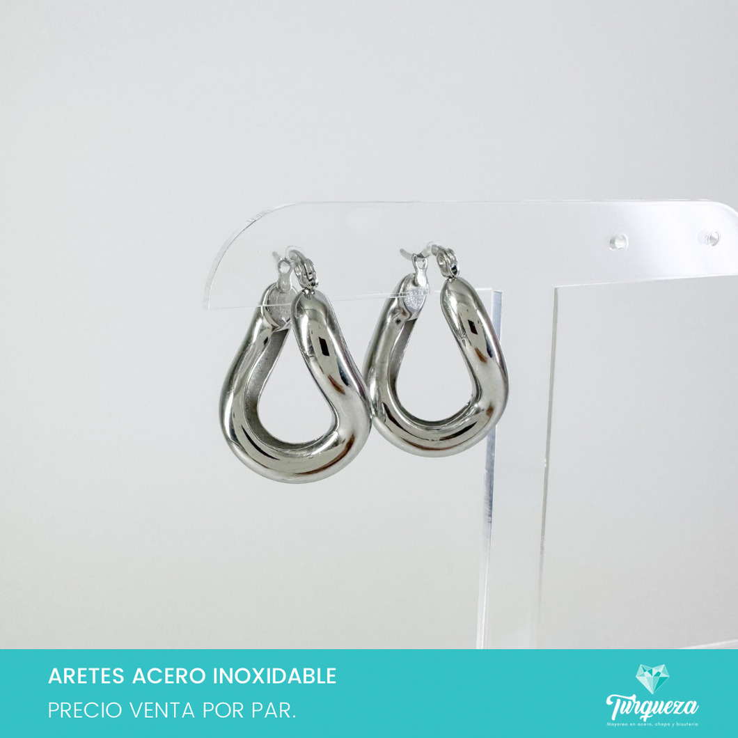 Arete Arracada Curly Plateado 2.5cm Acero Inoxidable