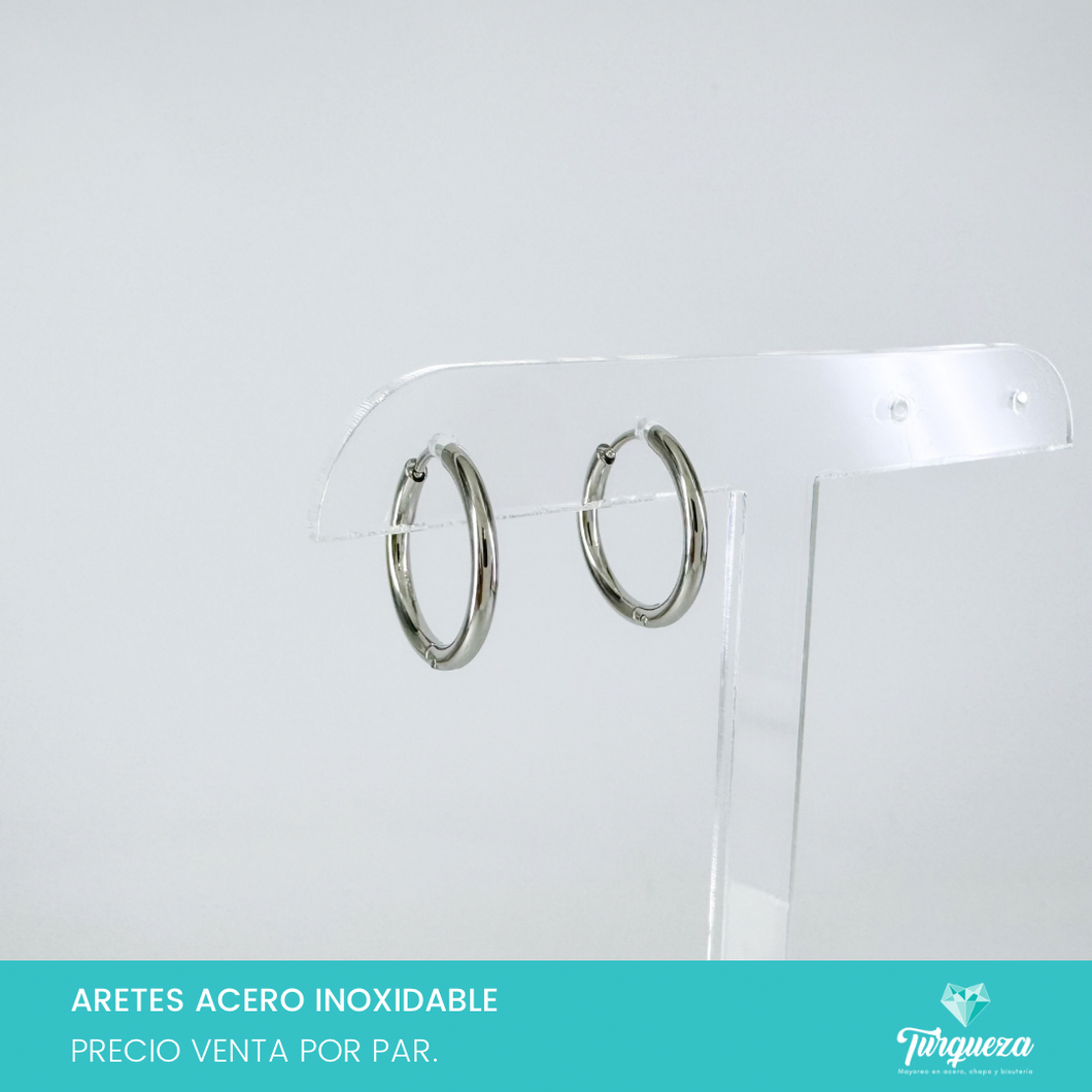 Arete Hoop Plateado Acero Inoxidable