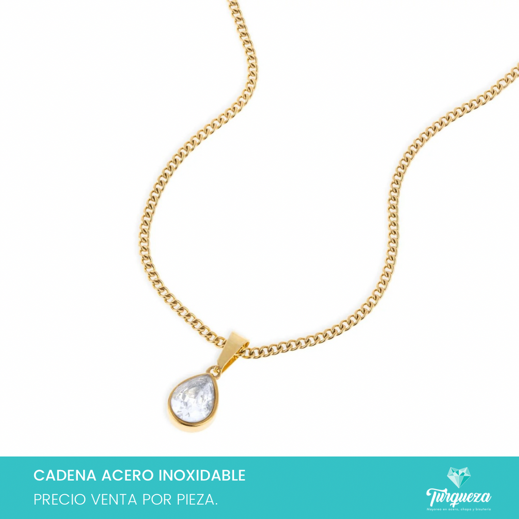 Collar Zirconia Dorado Acero Inoxidable