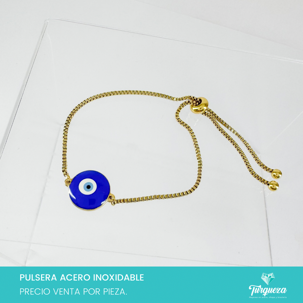 Pulsera Ojo Dorado Acero Inoxidable