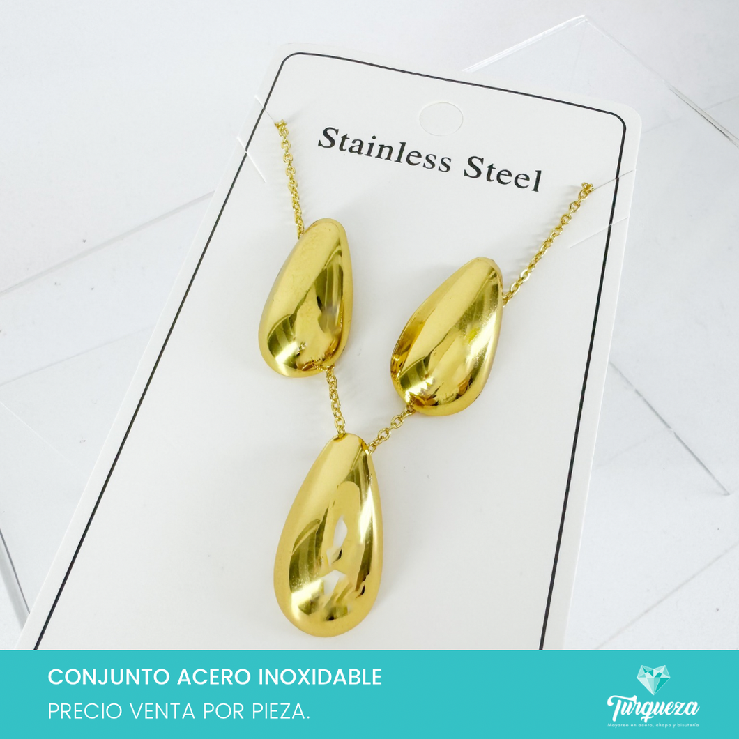 Conjunto Gotas Dorado Acero Inoxidable