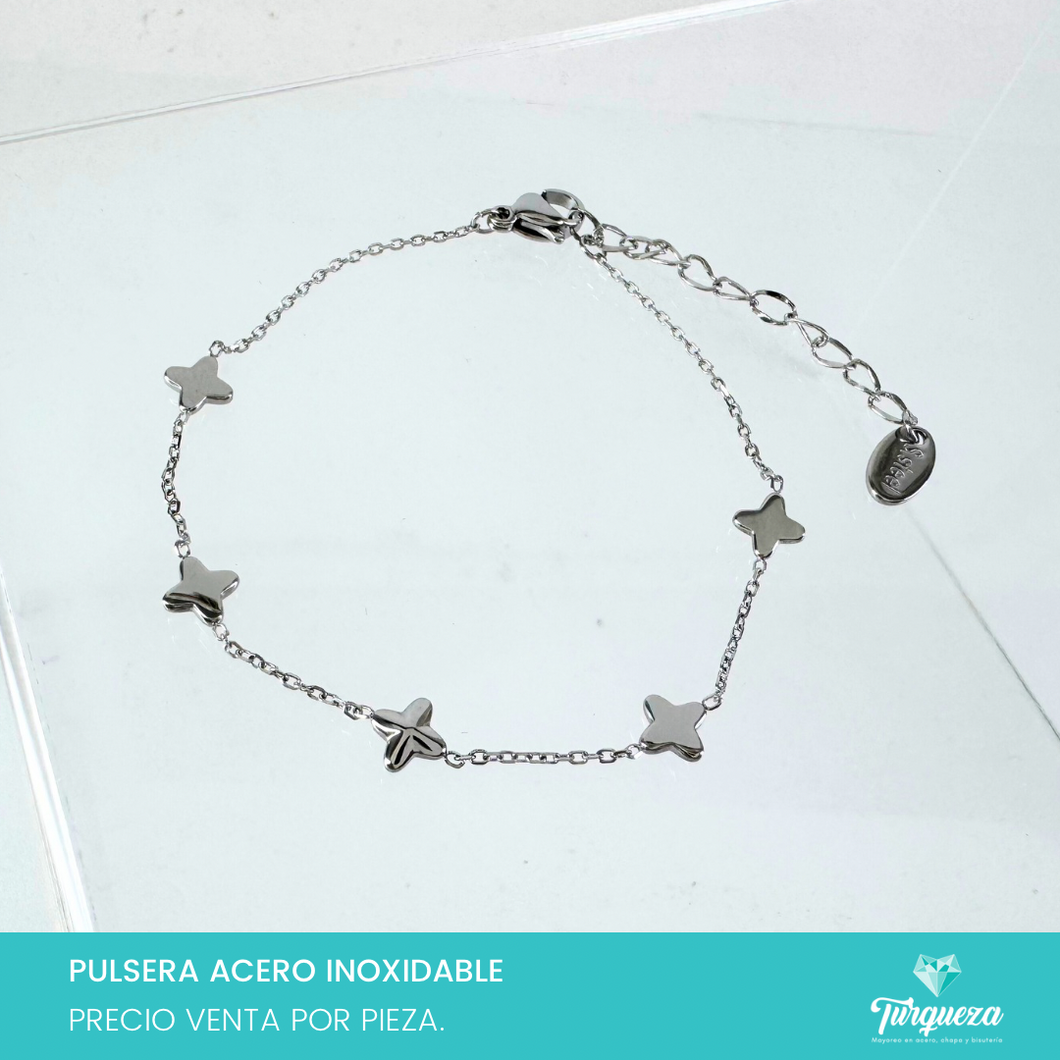 Pulsera Estrellas Plateado Acero Inoxidable