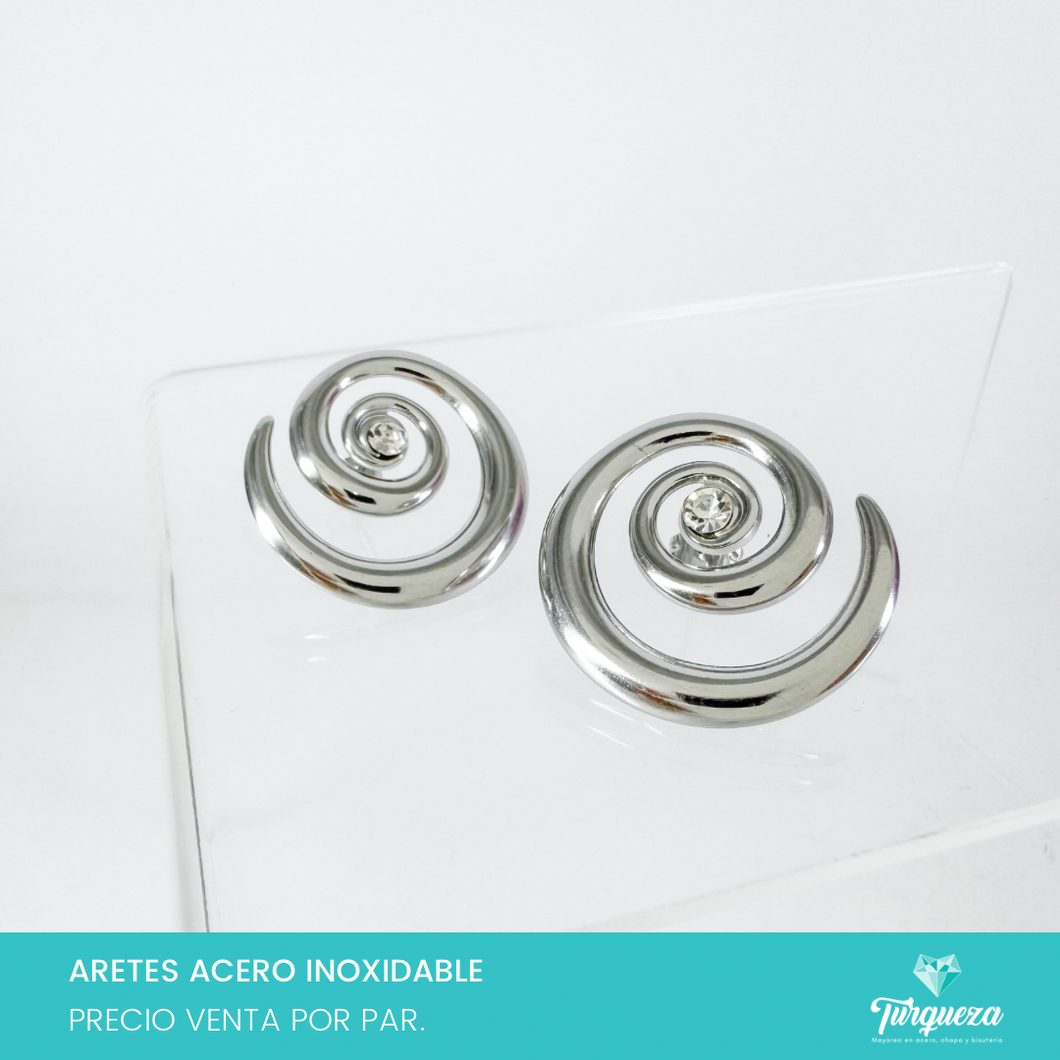 Arete Espiral Zirconia Plateado 2.5cm Acero Inoxidable