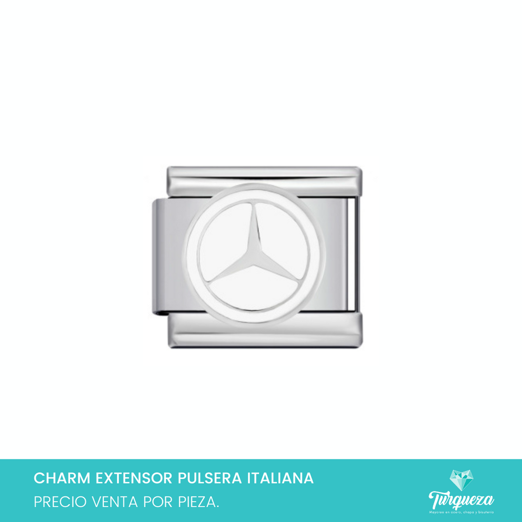 Dije Charm Logo Carro para Pulsera Tipo Italiana Plateado Acero Inoxidable