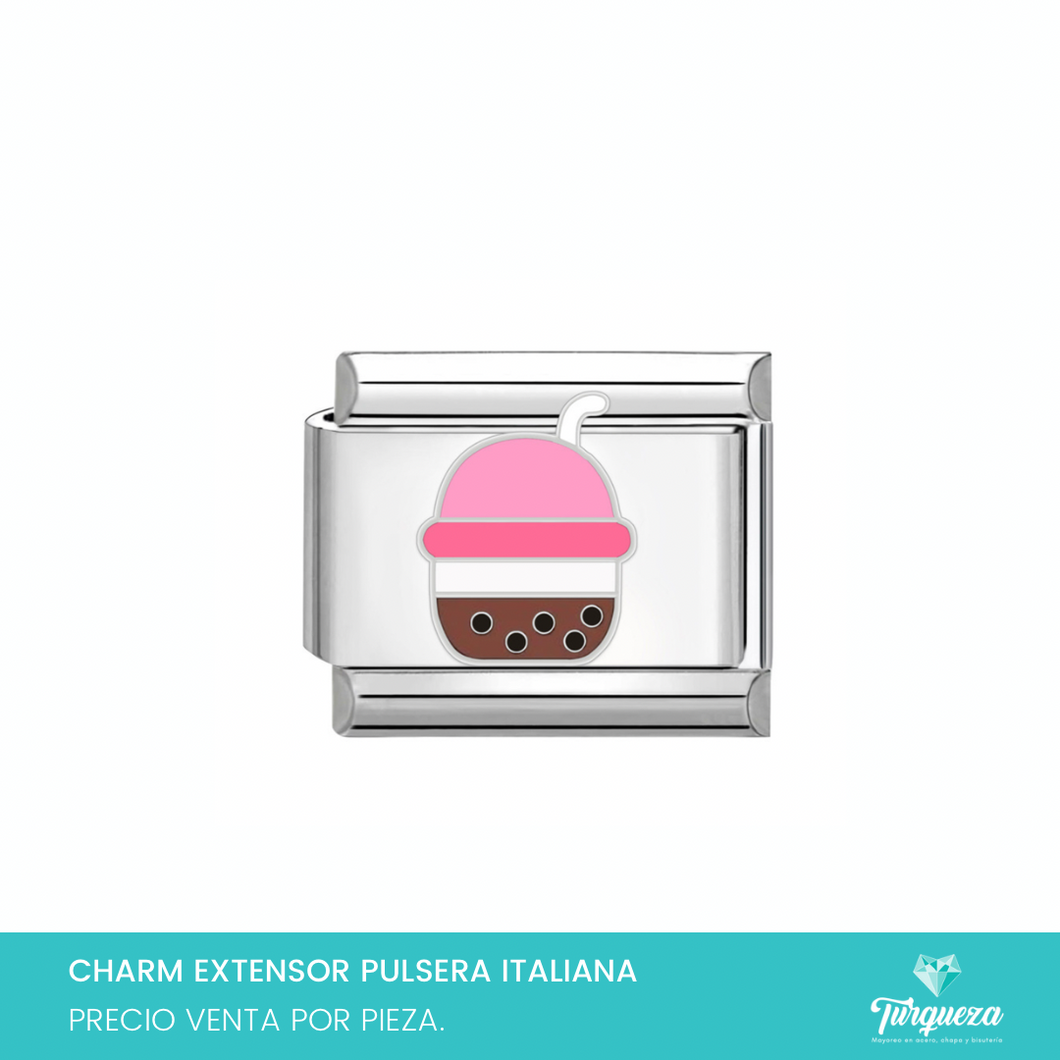 Dije Charm Boba para Pulsera Tipo Italiana Plateado Acero Inoxidable