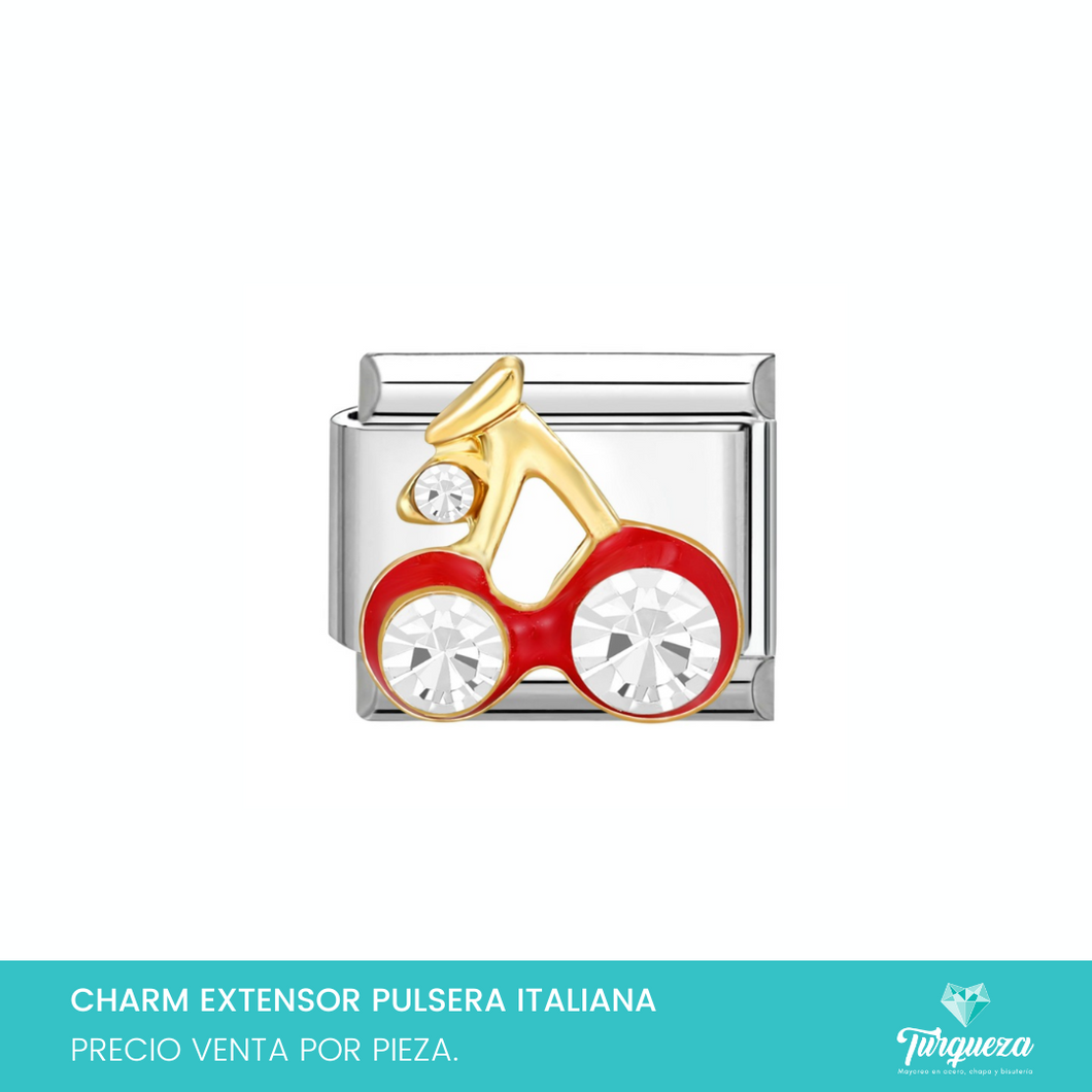 Dije Charm Cerezas 3D para Pulsera Tipo Italiana Plateado Acero Inoxidable