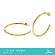 Cargar imagen en el visor de la galería, Arete Arracada Lisa Gde Dorado 5cm Acero Inoxidable
