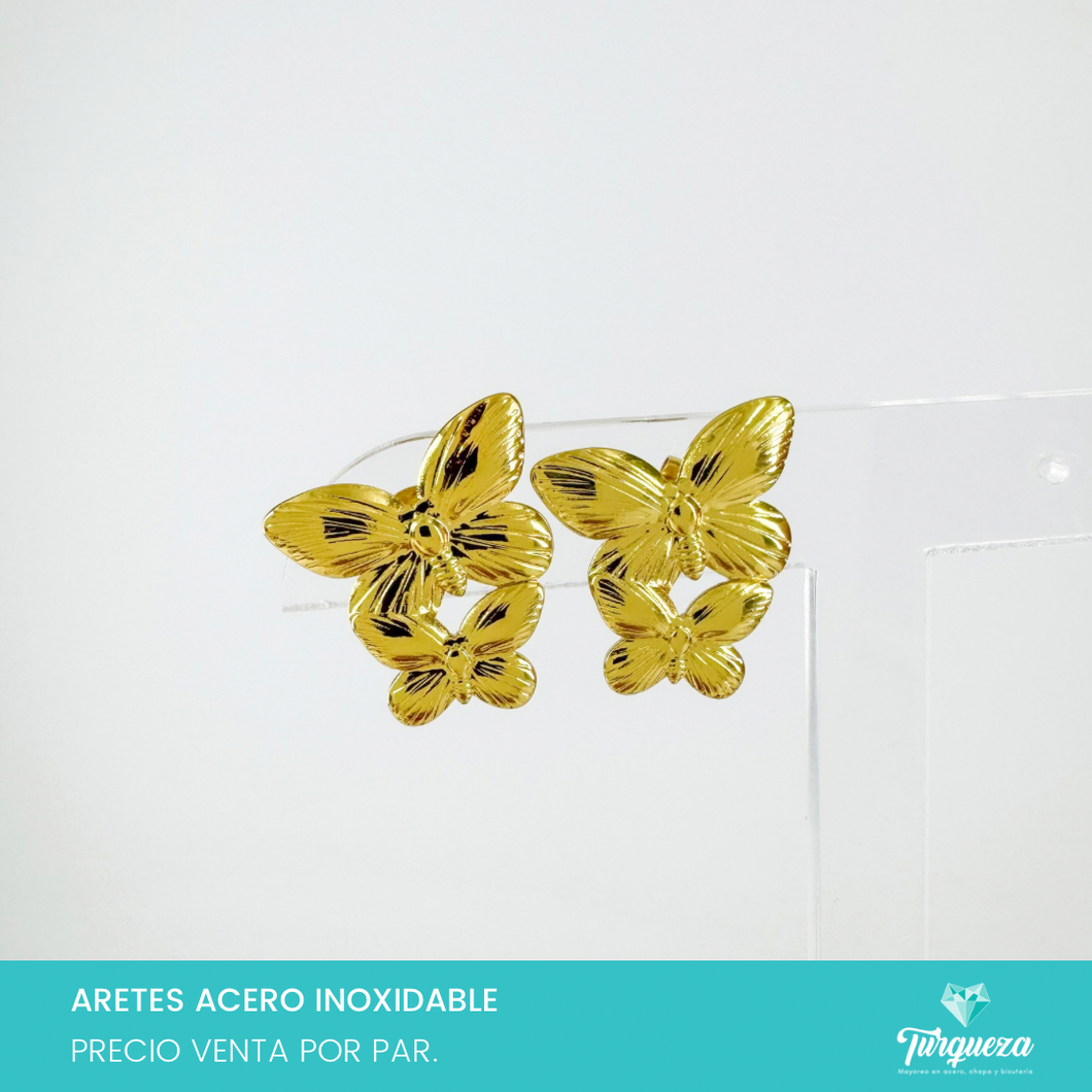 Arete Mariposas 2cm Acero Inoxidable