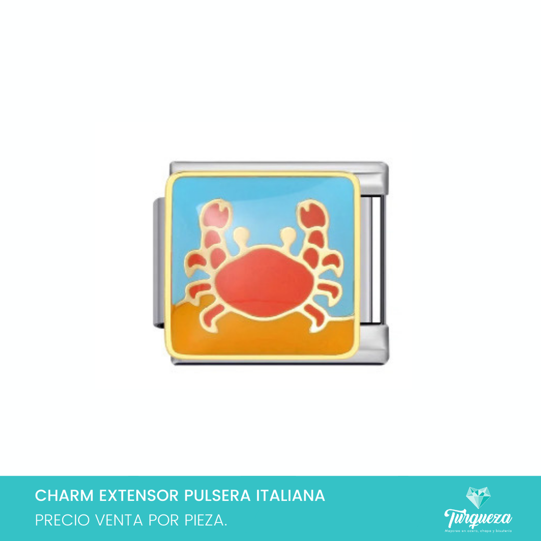 Dije Charm Cangrejo para Pulsera Tipo Italiana Plateado Acero Inoxidable