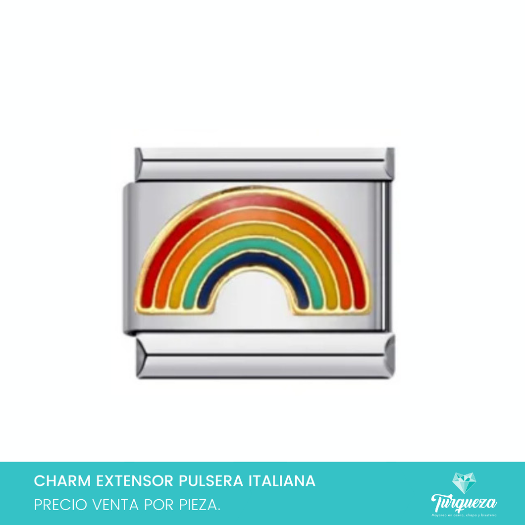 Dije Charm Arcoiris para Pulsera Tipo Italiana Plateado Acero Inoxidable