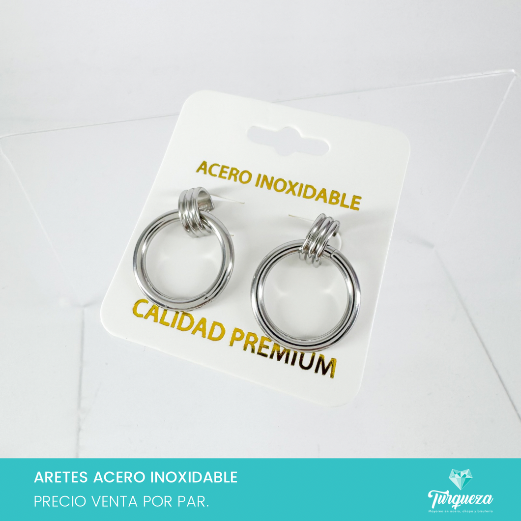 Arete Circular 2.5cm Plateado Acero Inoxidable