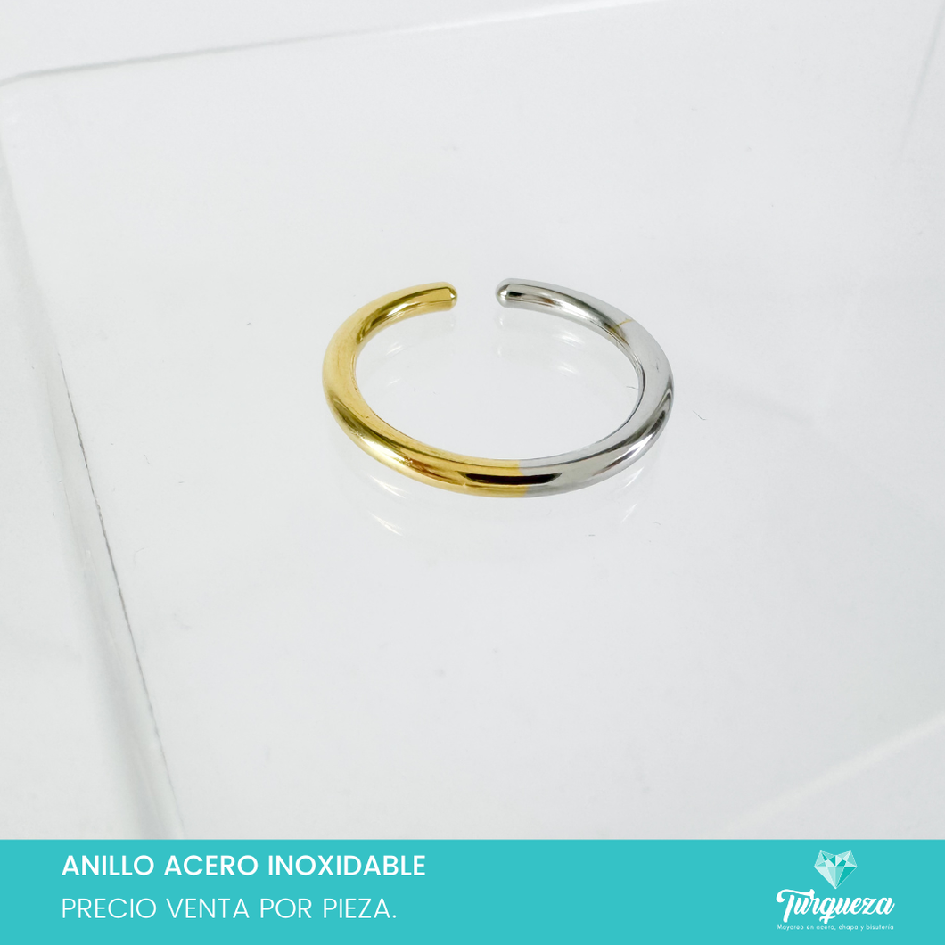 Anillo Liso Bitono Acero Inoxidable