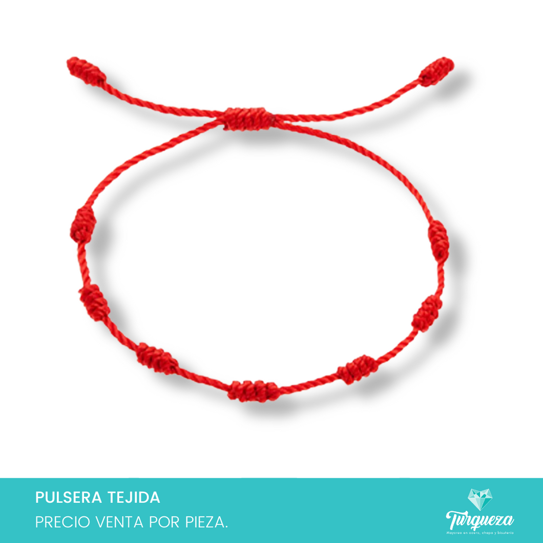 Pulsera Tejida Semanario de Nudos Roja