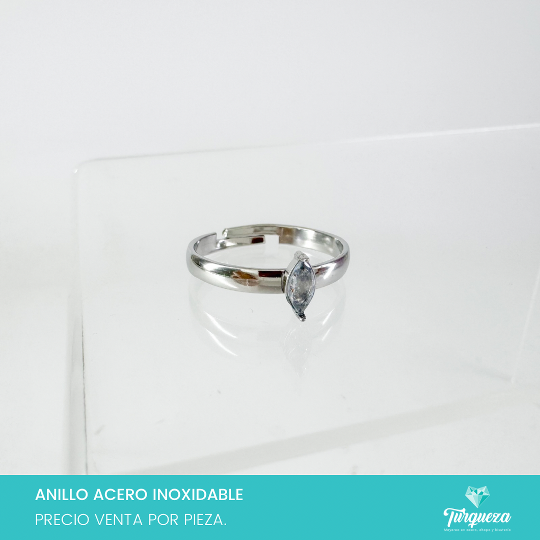 Anillo Zirconia Acero Inoxidable