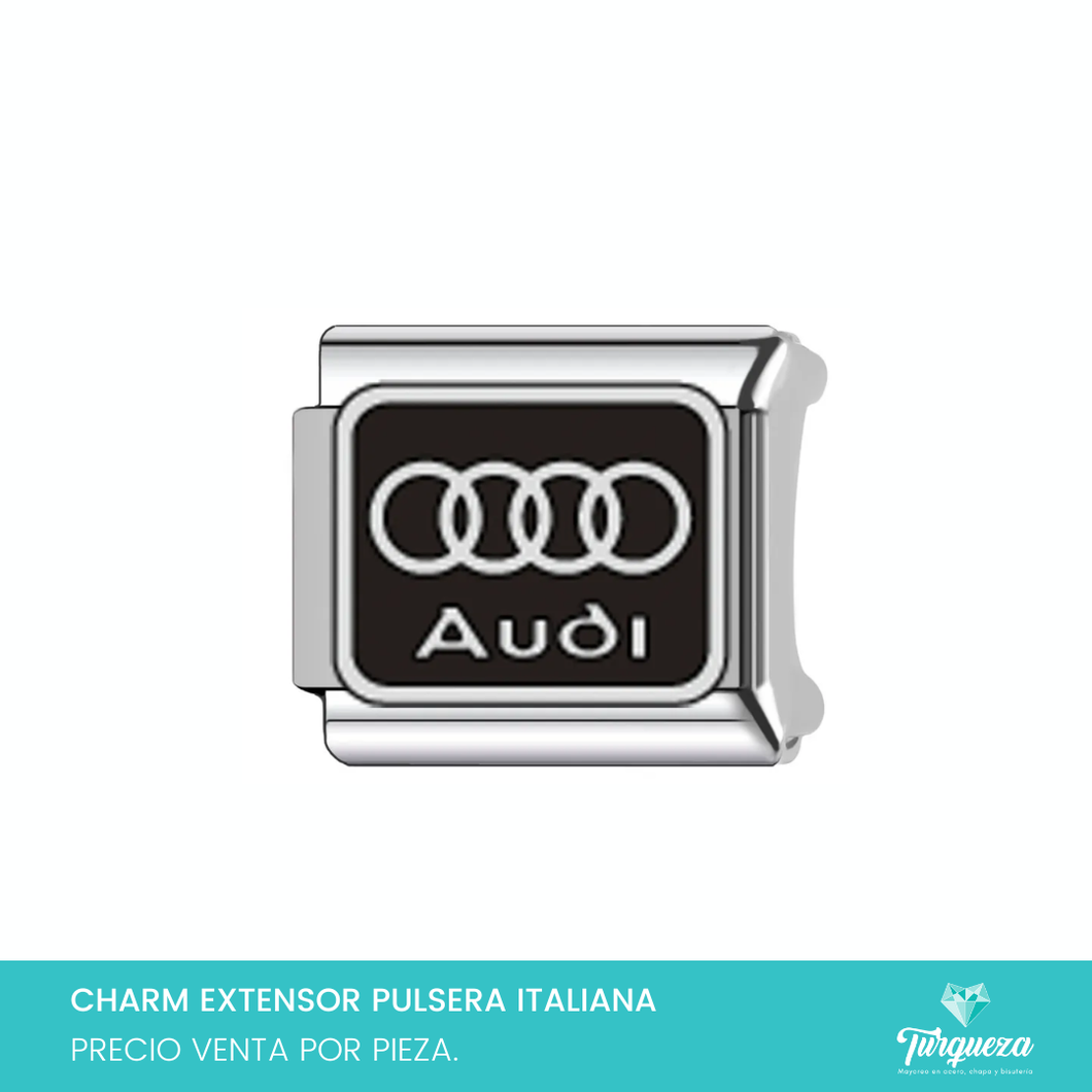 Dije Charm Logo Carro para Pulsera Tipo Italiana Plateado Acero Inoxidable