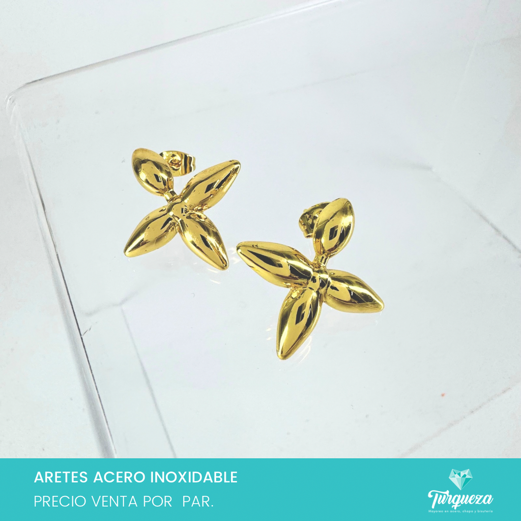 Arete Flor Dorado 2.5 cm Acero Inoxidable