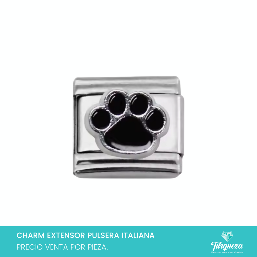 Dije Charm Huella perro para Pulsera Tipo Italiana Plateado Acero Inoxidable