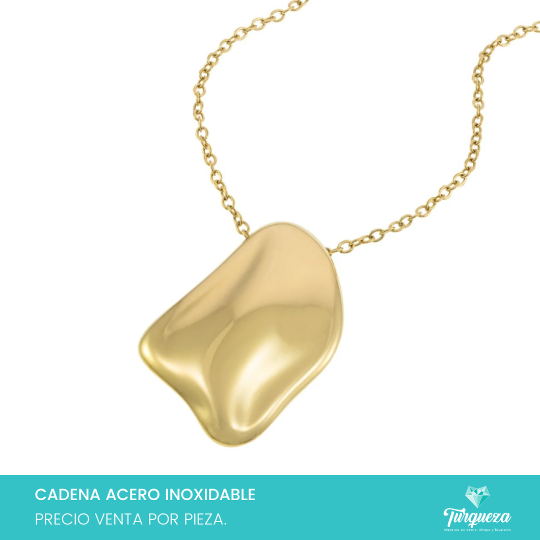 Collar Placa Irregular Dorado Acero Inoxidable