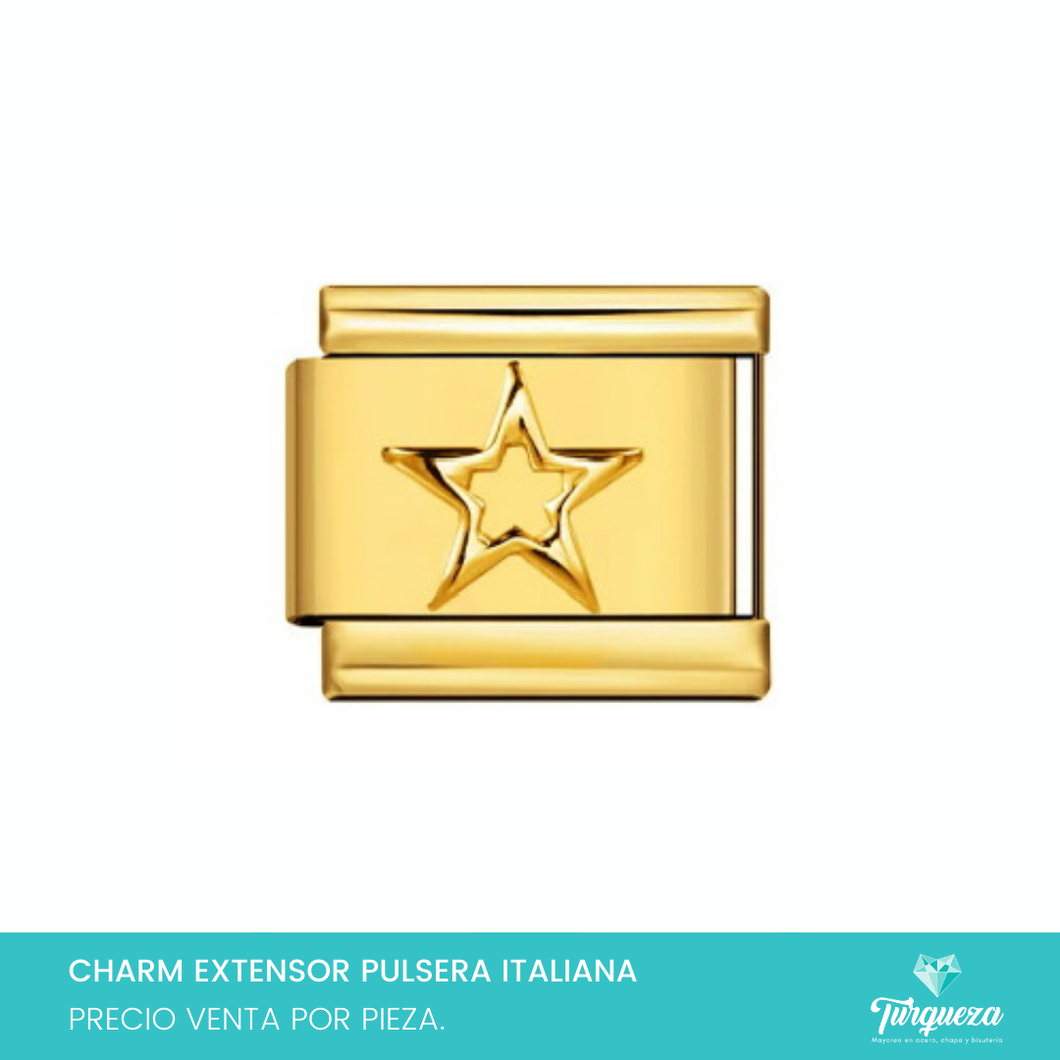 Dije Charm Estrella para Pulsera Tipo Italiana Dorado Acero Inoxidable