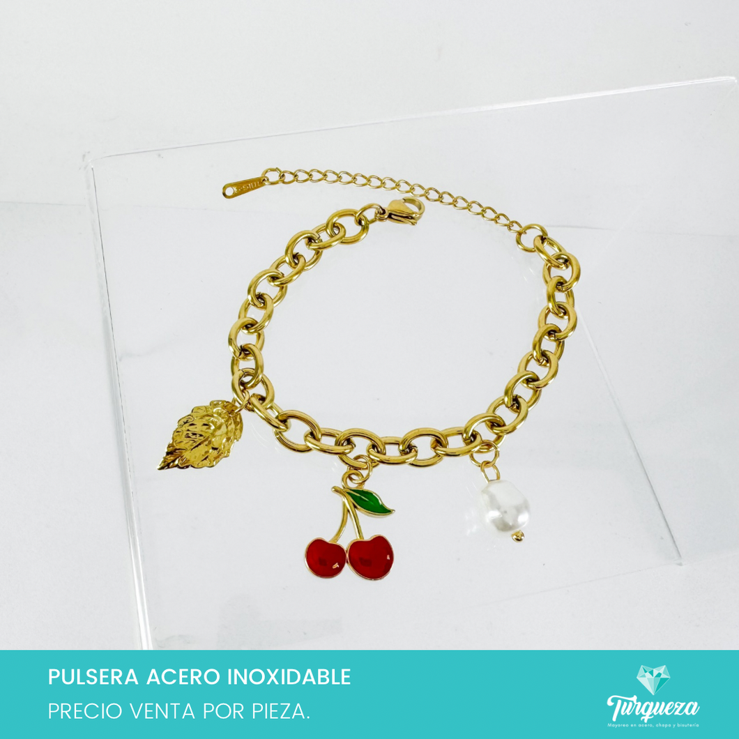 Pulsera Cereza Acero Inoxidable