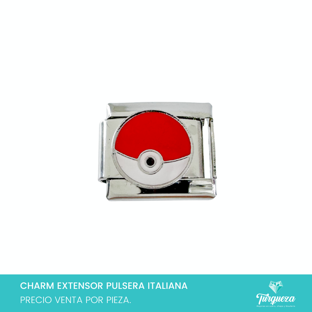 Dije Charm Poke Mon para Pulsera Tipo Italiana Plateado Acero Inoxidable