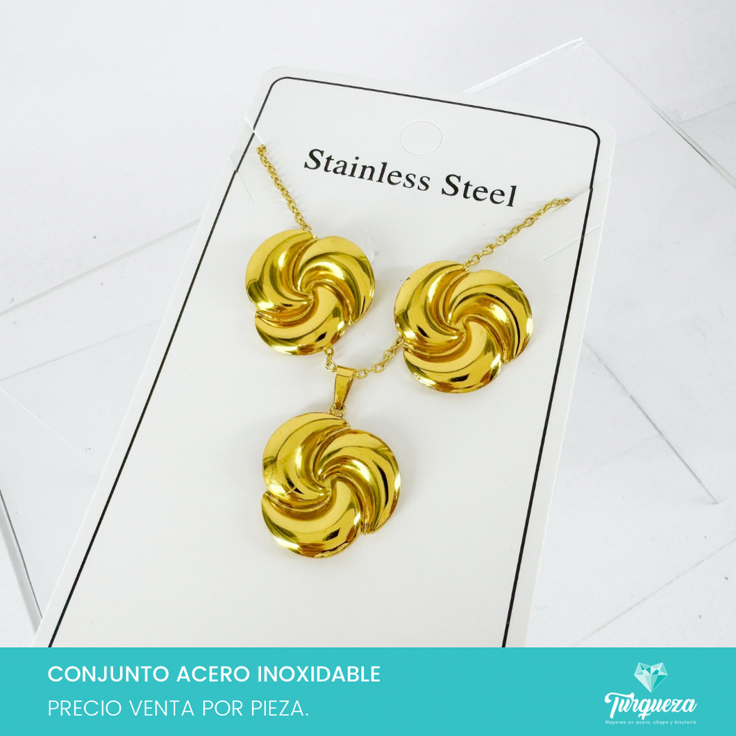 Conjunto Abanico Dorado Acero Inoxidable
