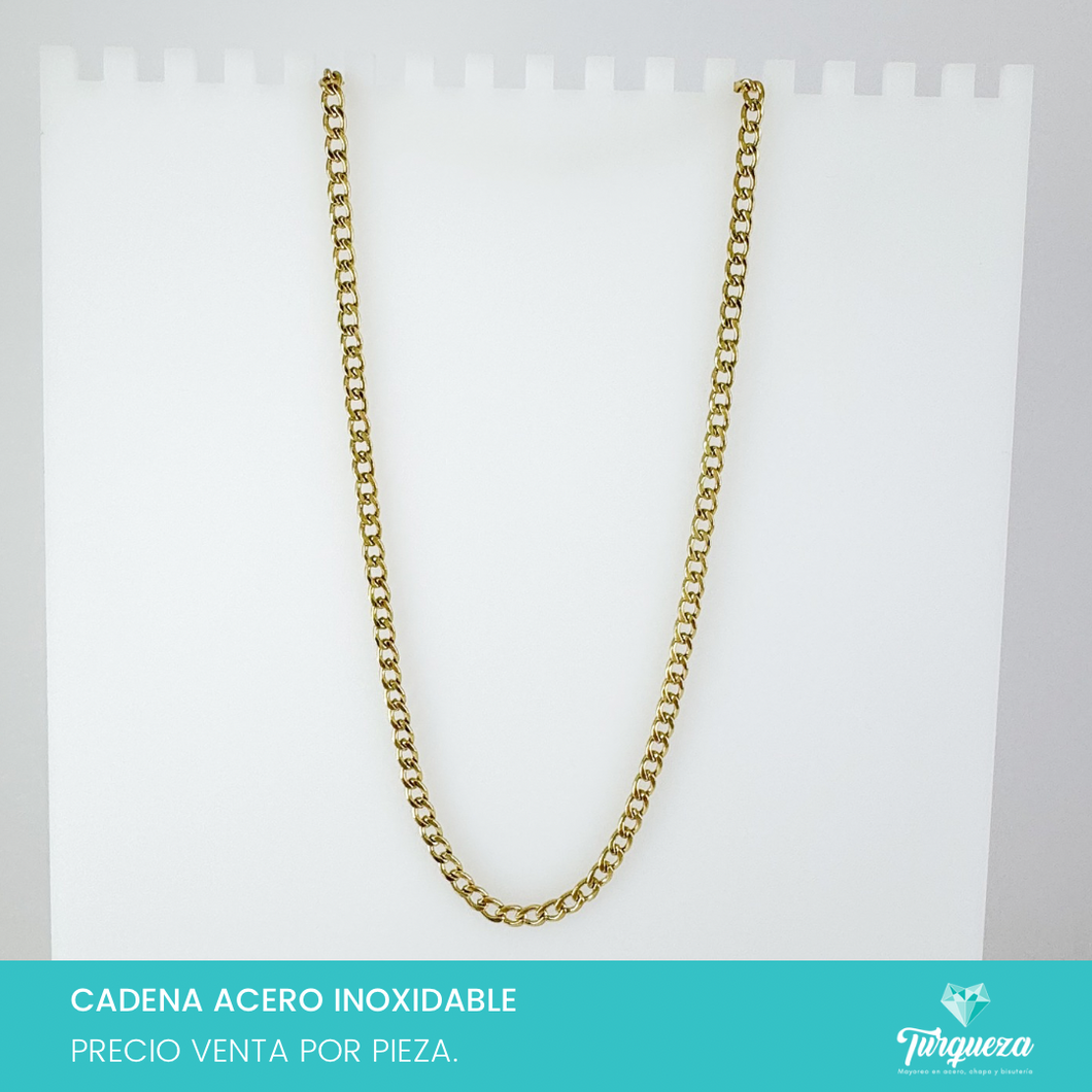 Cadena Cubana Dorado (60cm-6mm) Acero Inoxidable