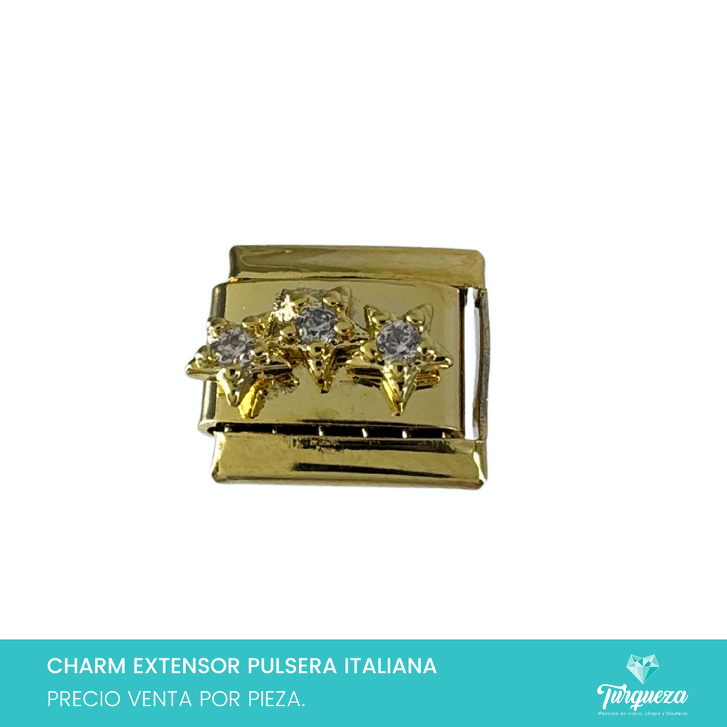 Dije Charm Estrellas Dorado para Pulsera Tipo Italiana Acero Inoxidable