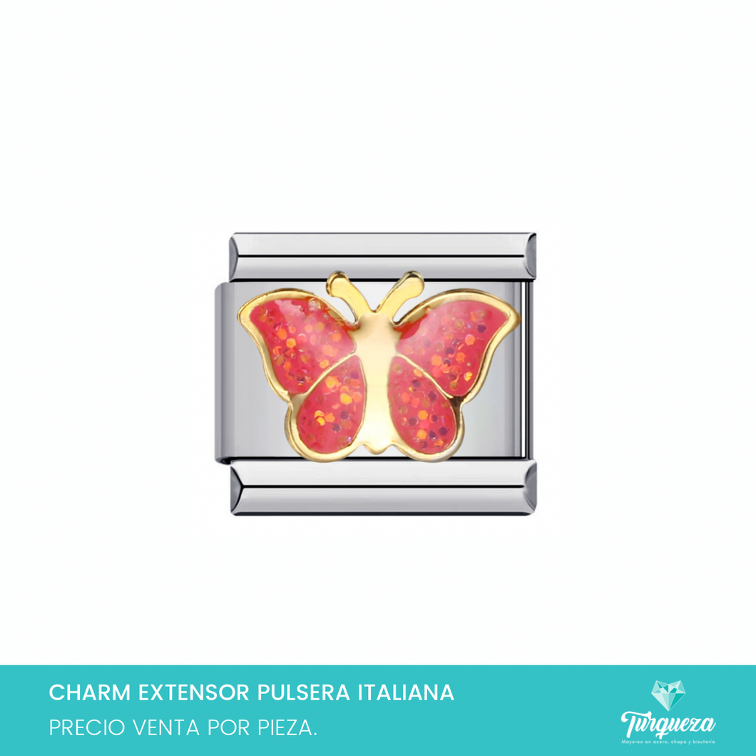 Dije Charm Mariposa para Pulsera Tipo Italiana Plateado Acero Inoxidable