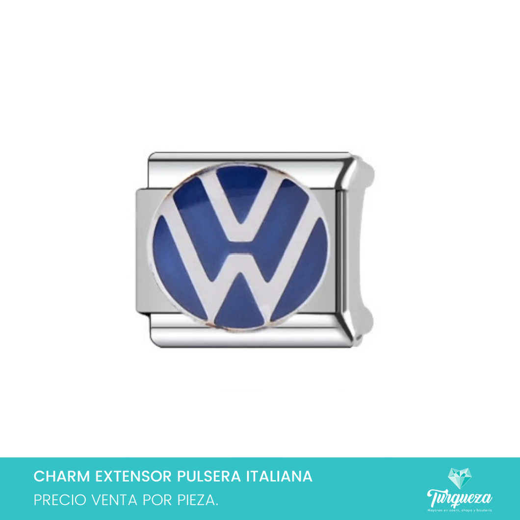 Dije Charm Logo Carro para Pulsera Tipo Italiana Plateado Acero Inoxidable