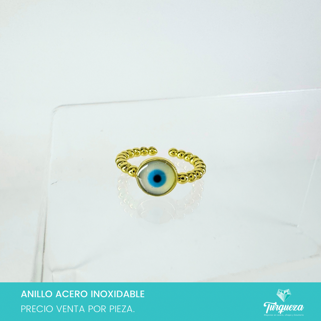 Anillo Ojo Dorado Acero Inoxidable