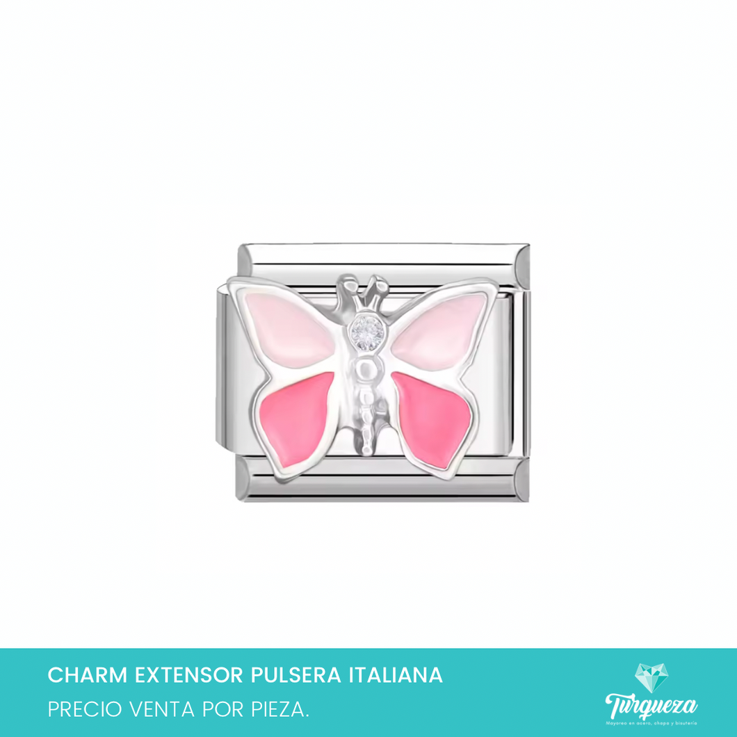 Dije Charm Mariposa 3D para Pulsera Tipo Italiana Acero Inoxidable