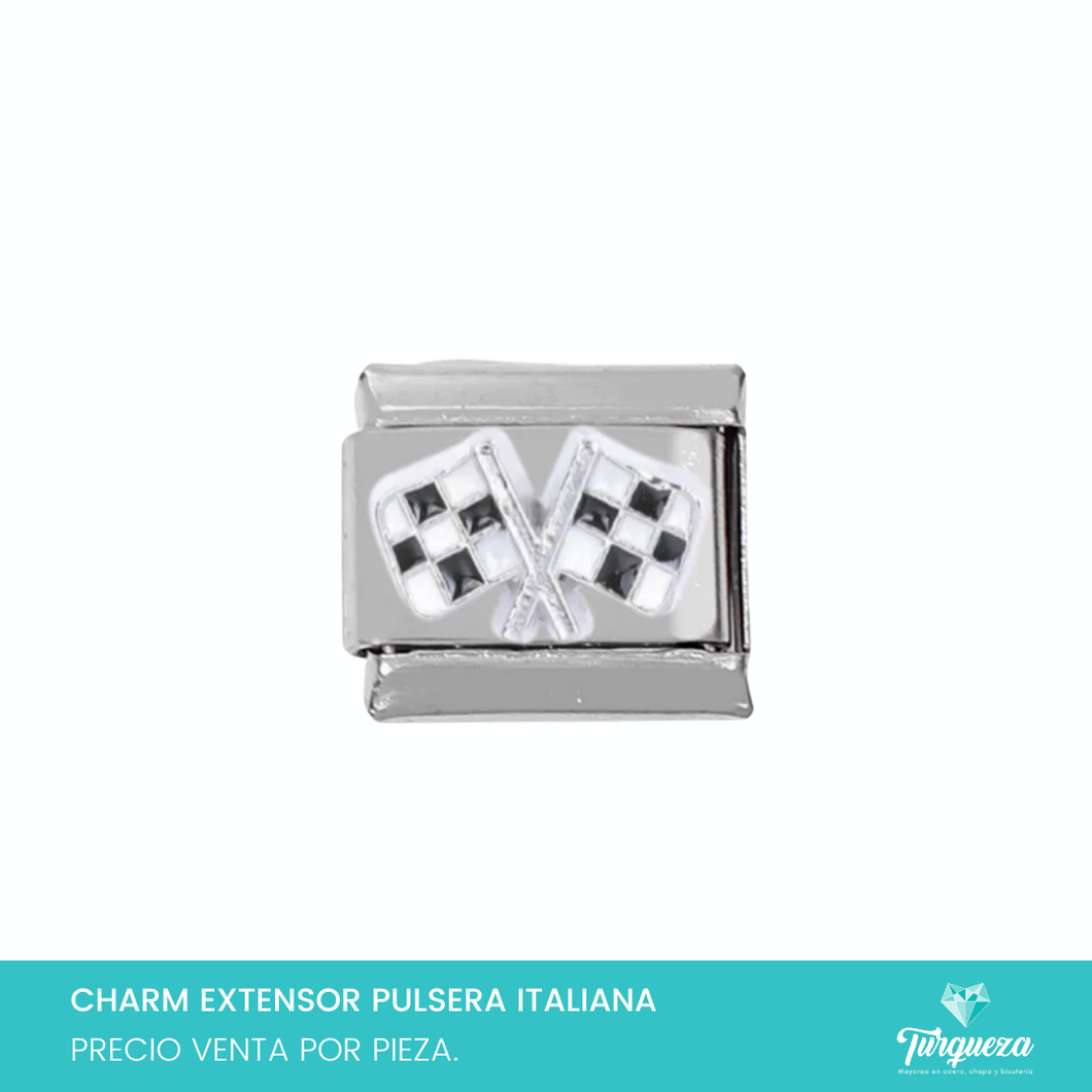Dije Charm Carreras para Pulsera Tipo Italiana Plateado Acero Inoxidable