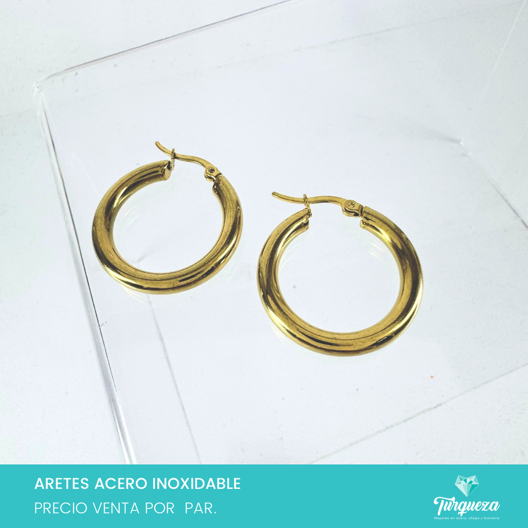 Arete Arracada MED Dorado 3cm Acero Inoxidable