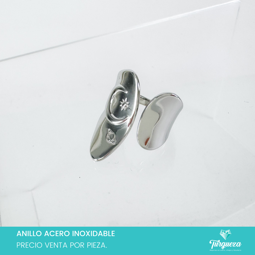 Anillo Universo Plateado Acero Inoxidable