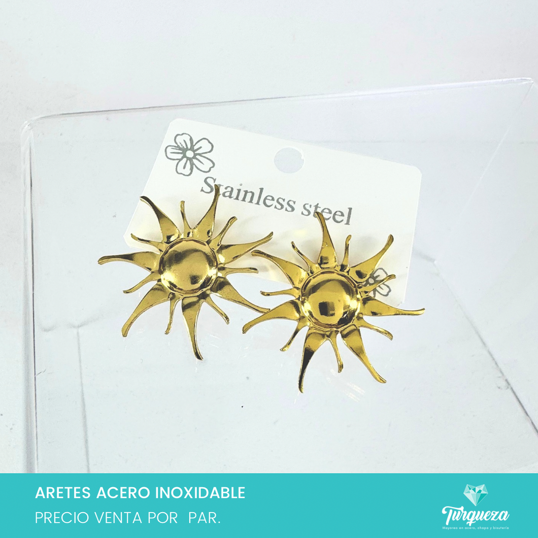 Arete Sol Dorado 3 cm Acero Inoxidable