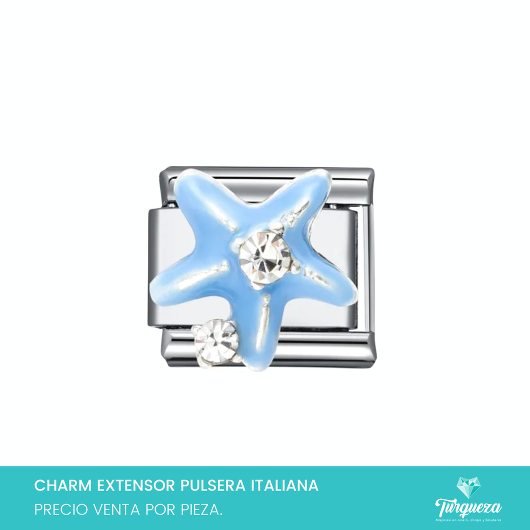 Dije Charm Estrella de Mar para Pulsera Tipo Italiana Plateado Acero Inoxidable