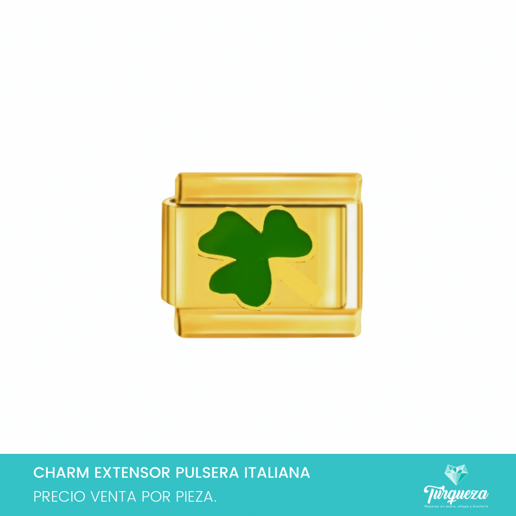 Dije Charm Trebol para Pulsera Tipo Italiana Acero Inoxidable