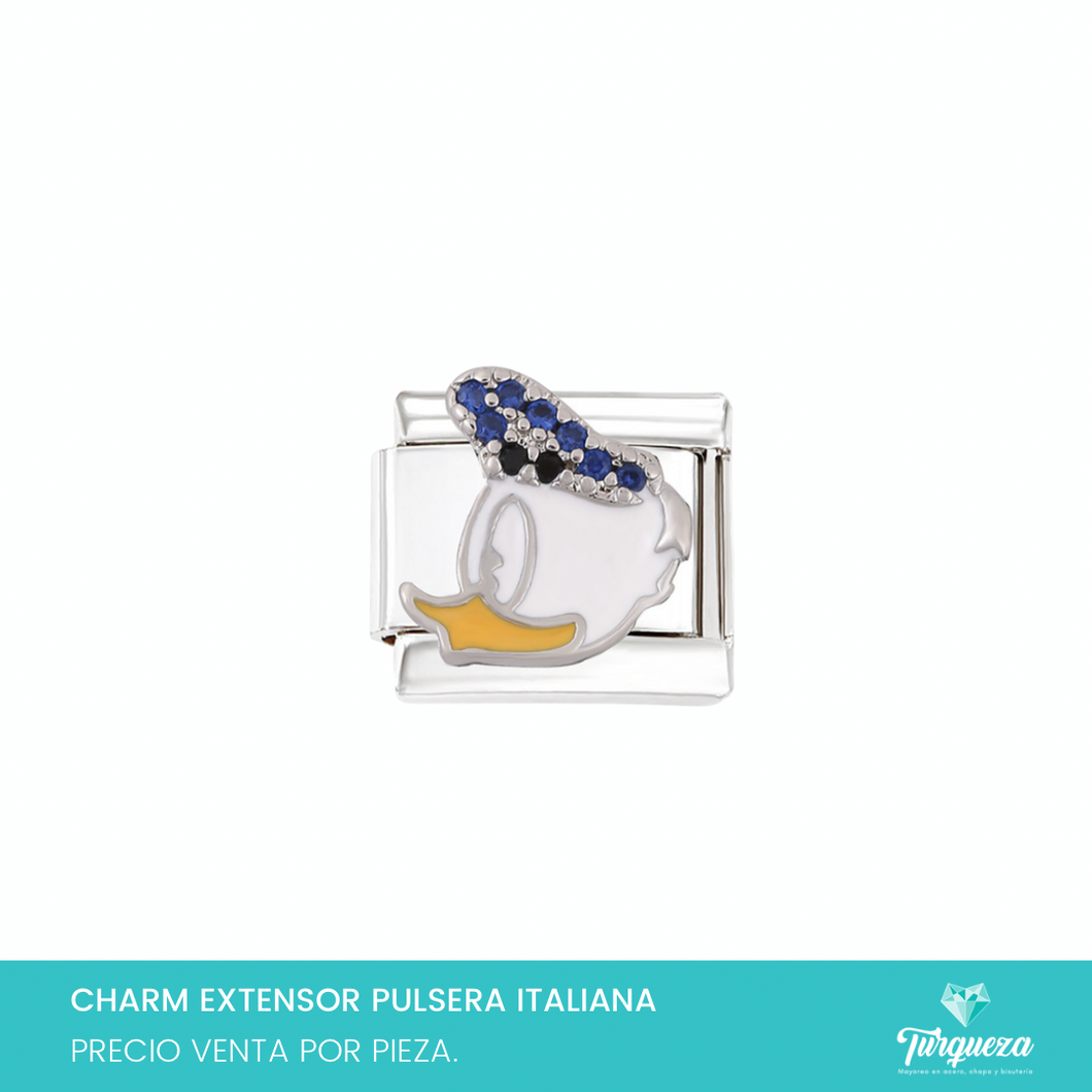 Dije Charm Pato Caricatura para Pulsera Tipo Italiana Acero Inoxidable
