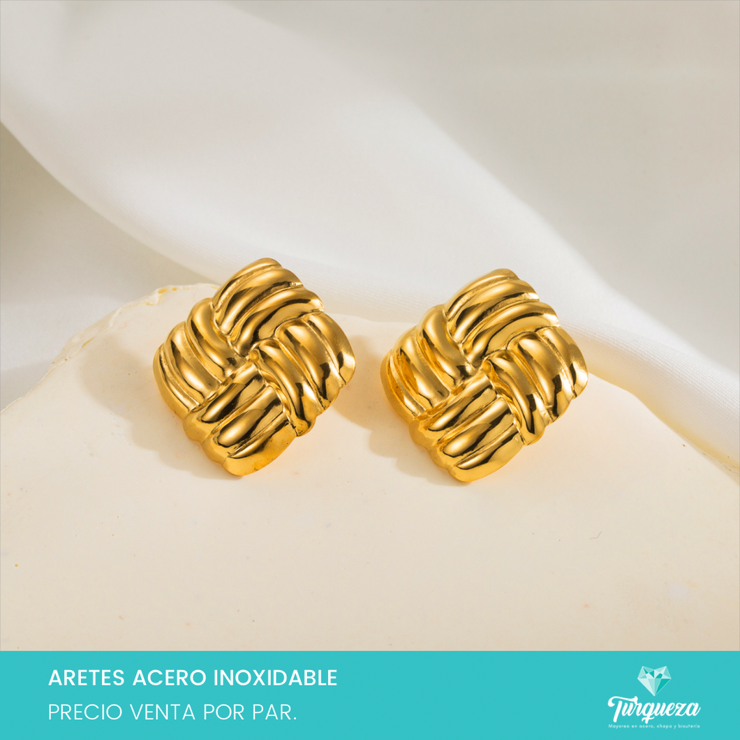 Arete Cubos Chunky 2.5cm Dorado Acero Inoxidable