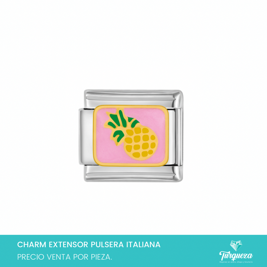Dije Charm Piña para Pulsera Tipo Italiana Plateado Acero Inoxidable