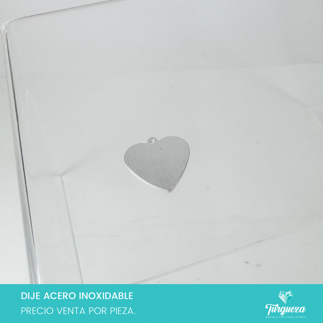 Dije Placa Grabado Corazon Acero Inoxidable