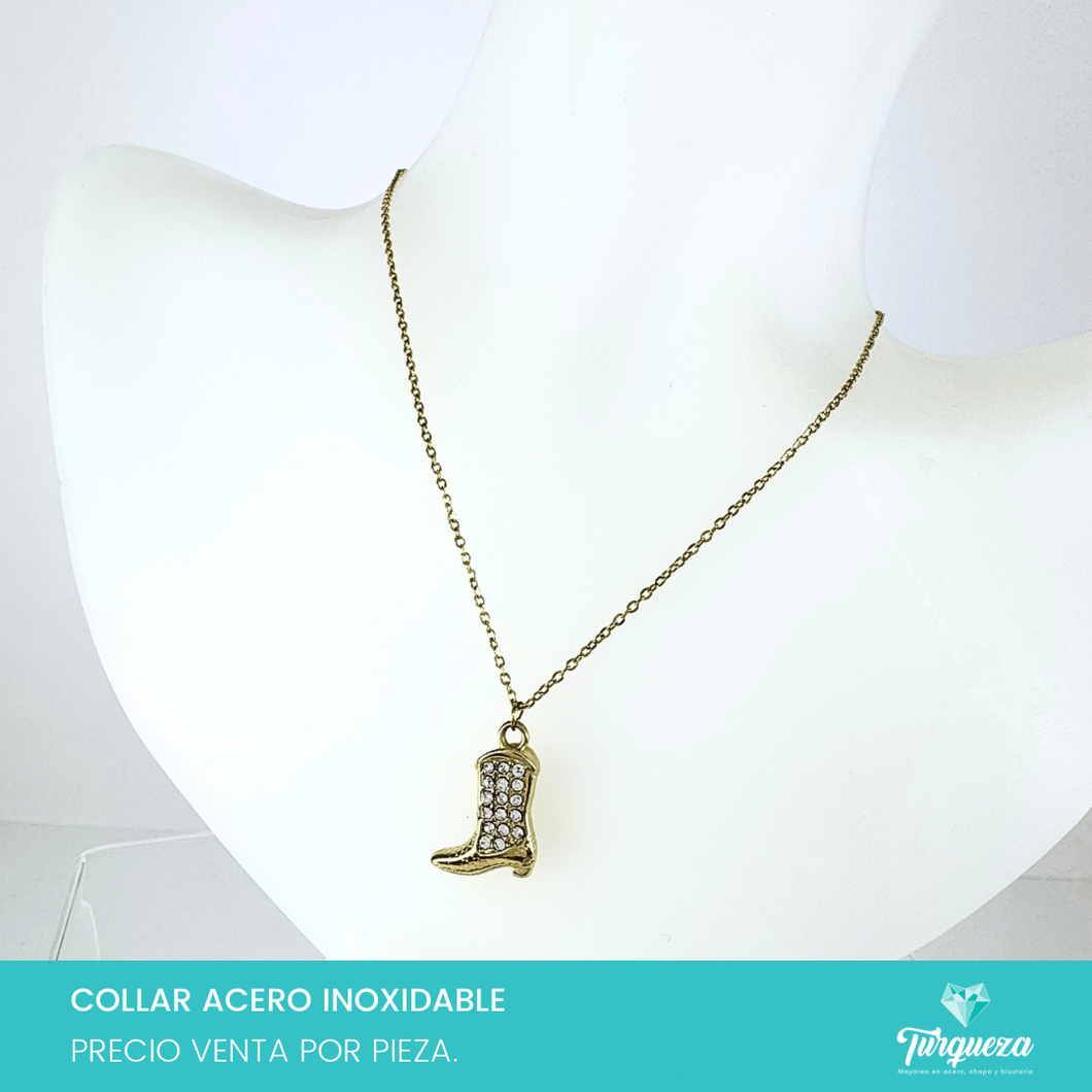 Collar Bota Dorado Acero Inoxidable