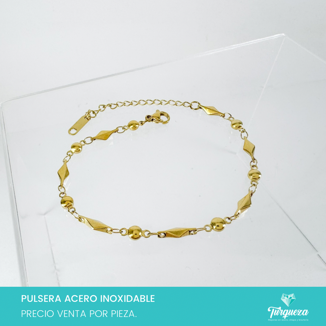 Pulsera Balin Espiga Dorada Acero Inoxidable
