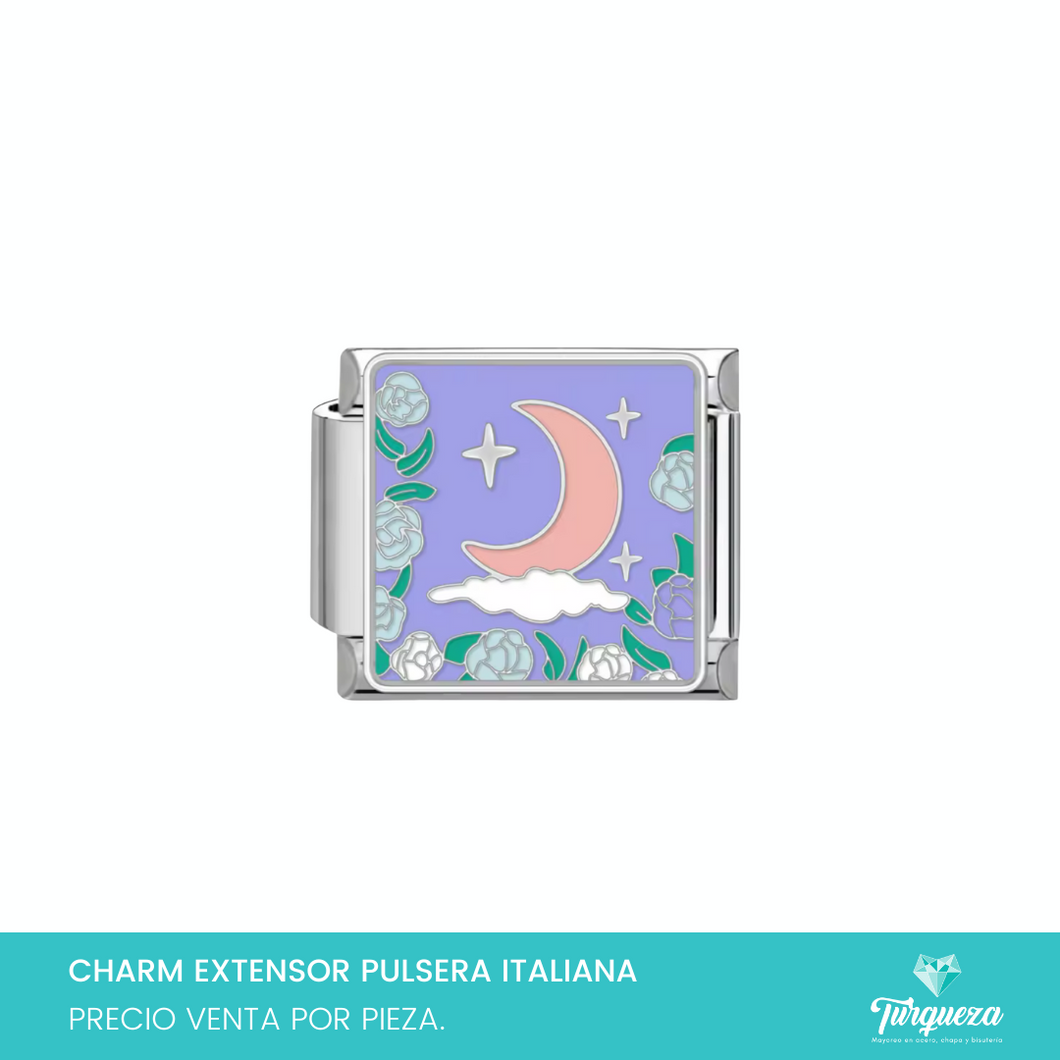 Dije Charm Luna para Pulsera Tipo Italiana Plateado Acero Inoxidable