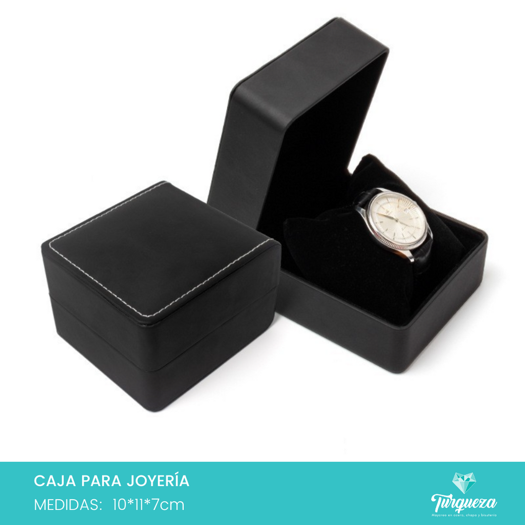 Estuche Negro Vinipiel para Pulsera o Reloj (10x11x7cm)