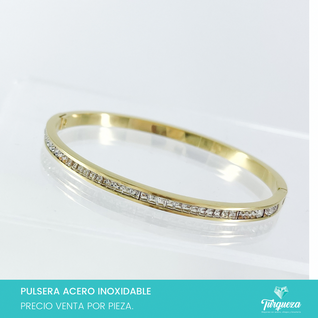 Brazalete Love Zirconias Dorado Acero Inoxidable