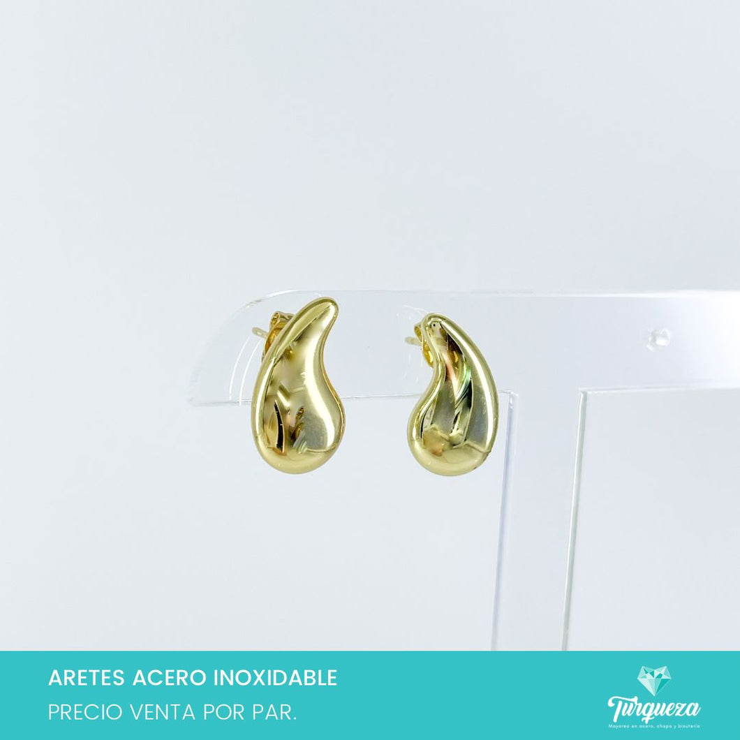 Aretes Gota Plana Dorado 1.5cm Acero Inoxidable