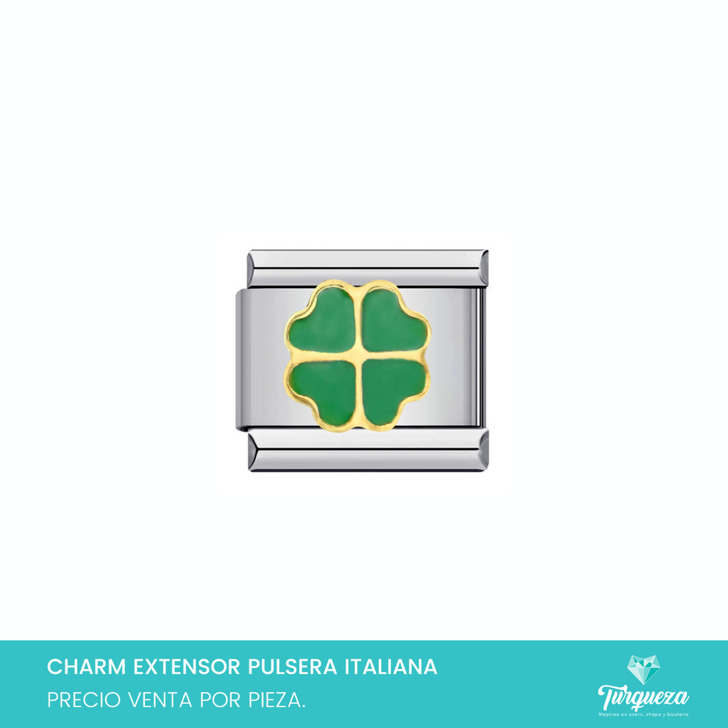 Dije Charm Trebol para Pulsera Tipo Italiana Acero Inoxidable